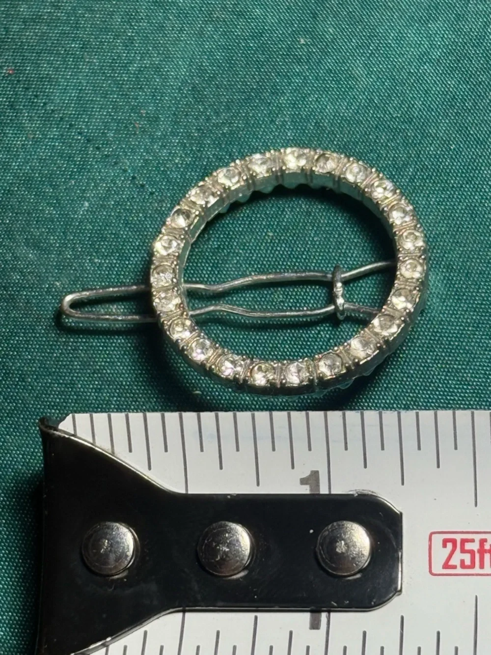 Silver-Tone Crystal Circle Hair Brooch -‎ Clear Rhinestones